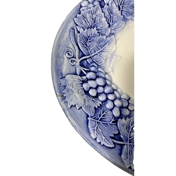 A. Santos Made in Portugal, Large Platter with Raised Blue & White Grape & Leaf - Picture 3 of 14